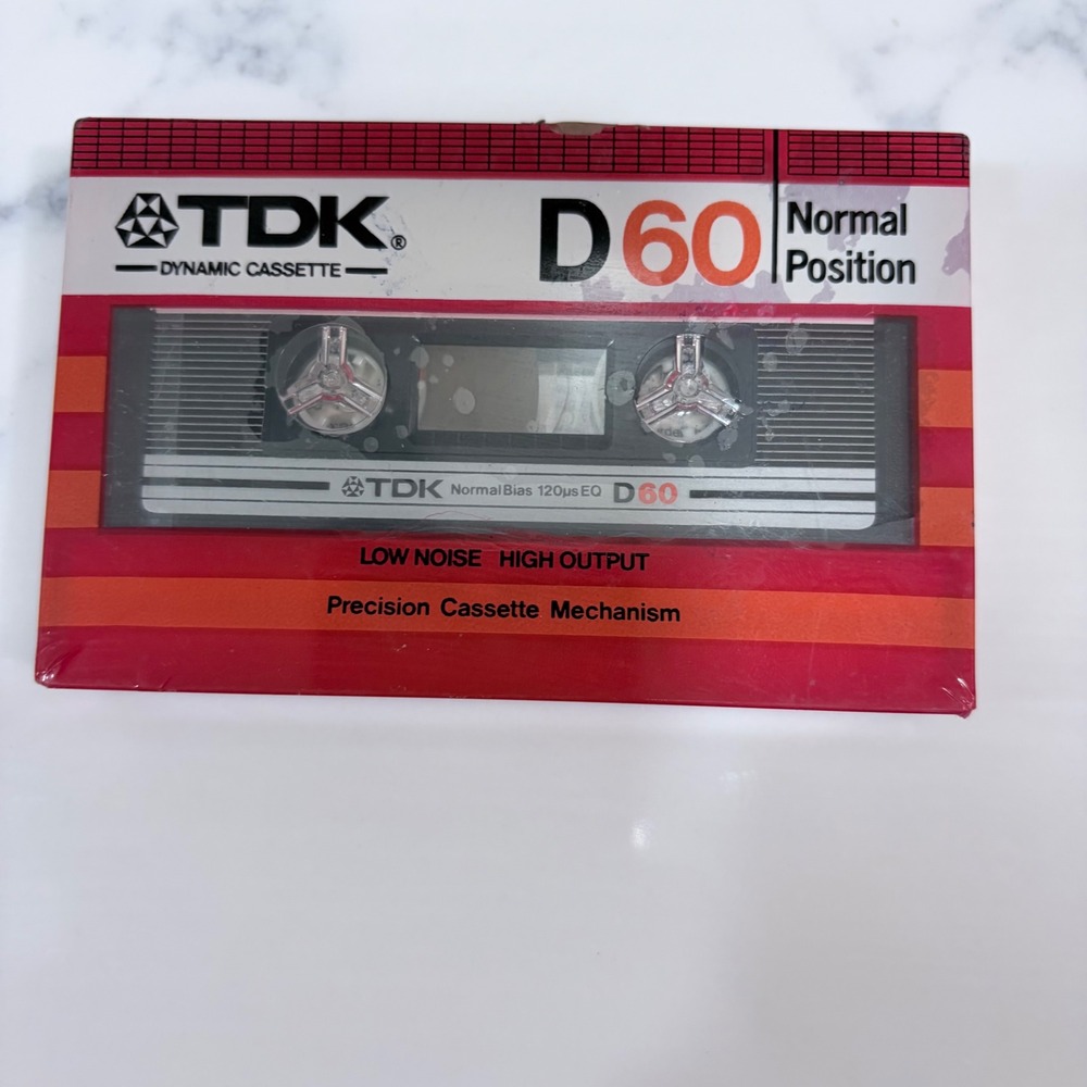 TDK D60 Dynamic Cassette Tape Normal Bias Type‎ I 60 Minute Blank Sealed 1982